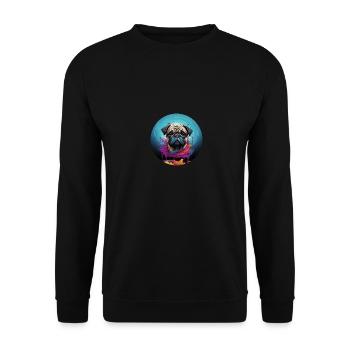 Mops Farbkleckse - Unisex Pullover - Schwarz - Vorne - Alina (178cm) & Michal (187cm)