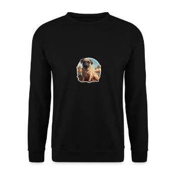 Mops Hawaii Vintage - Unisex Pullover - Schwarz - Vorne - Alina (178cm) & Michal (187cm)