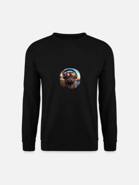 Pug headphones sunglasses vintage - Unisex Sweatshirt - black