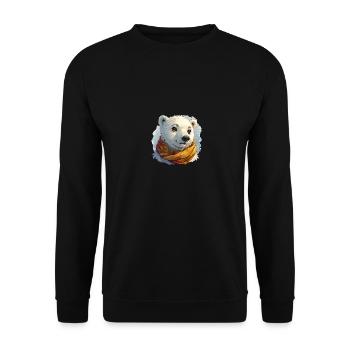 Eisbär mit Schal - Unisex Pullover - Schwarz - Vorne - Alina (178cm) & Michal (187cm)