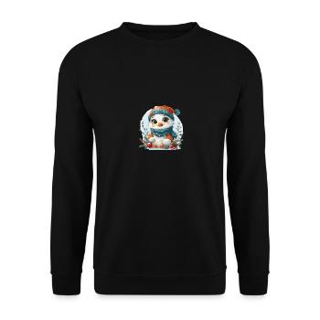 Schneemann für Kinder in Form eines Küken - Unisex Pullover - Schwarz - Vorne - Alina (178cm) & Michal (187cm)