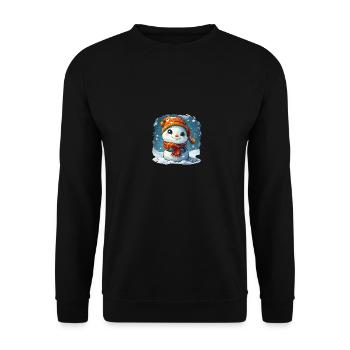 Schneemann für Kinder - Unisex Pullover - Schwarz - Vorne - Alina (178cm) & Michal (187cm)