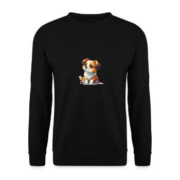 Niedlicher kleiner Hund - Unisex Pullover - Schwarz - Vorne - Alina (178cm) & Michal (187cm)