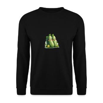Zucchini family comic style - Unisex Sweatshirt - black - Front - Alina (178cm) & Michal (187cm)