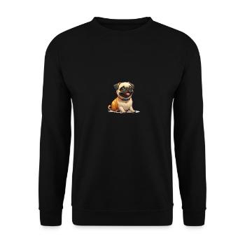 Niedlicher kleiner Mops - Unisex Pullover - Schwarz - Vorne - Alina (178cm) & Michal (187cm)