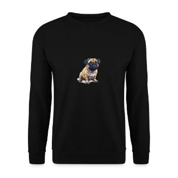 Niedlicher kleiner Mops - Unisex Pullover - Schwarz - Vorne - Alina (178cm) & Michal (187cm)