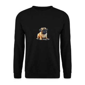 Chiot carlin assis - Sweat-shirt Unisexe - noir - Devant - Alina (178cm) & Michal (187cm)