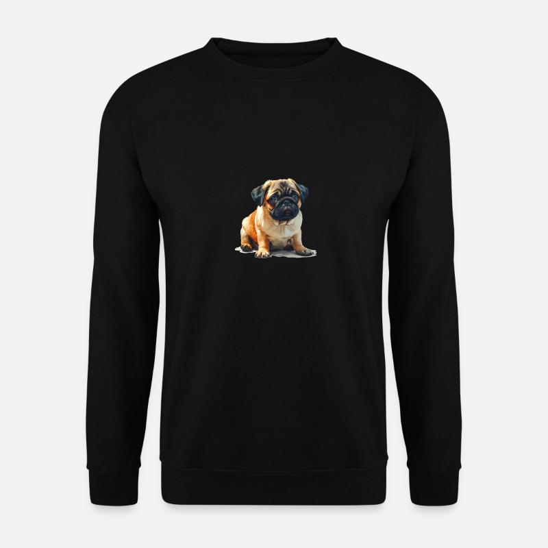 Mops Welpen sitzend - Unisex Pullover - Schwarz