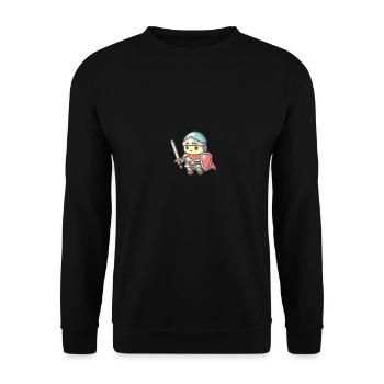 Tapferer Ritter im Comicstil für Kinder - Unisex Pullover - Schwarz - Vorne - Alina (178cm) & Michal (187cm)