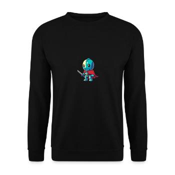 Tapferer Ritter im Comicstil für Kinder - Unisex Pullover - Schwarz - Vorne - Alina (178cm) & Michal (187cm)