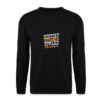 Das Schicksal weist mich auf den Cheeseburger-Humor hin - Unisex Pullover - Schwarz - Vorne - Alina (178cm) & Michal (187cm)