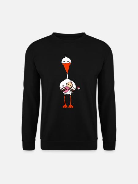 Retro Vintage Grunge Style Schwangerschaft Storch - Unisex Pullover - Schwarz