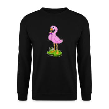 Flamingo Waffeleis - Unisex Pullover - Schwarz - Vorne - Alina (178cm) & Michal (187cm)