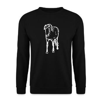 Pferde T-shirt Geschenk Reiter  - Unisex Pullover - Schwarz - Vorne - Alina (178cm) & Michal (187cm)