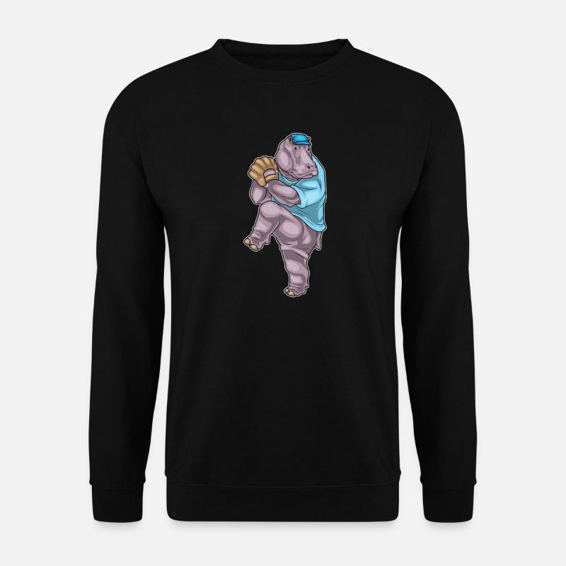 Nilpferd Baseball Baseballhandschuh - Unisex Pullover - Schwarz