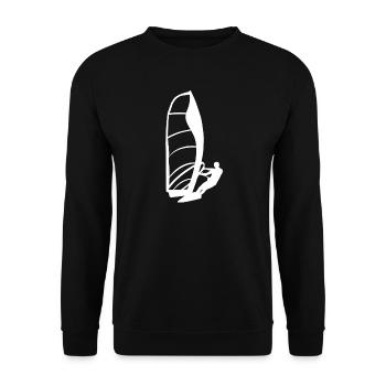 Minimalistische Windsurfer Silhouette - Unisex Pullover - Schwarz - Vorne - Alina (178cm) & Michal (187cm)