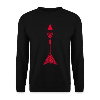 Rotes Symbol eines Pfeils der amerikanischen Ureinwohner - Unisex Pullover - Schwarz - Vorne - Alina (178cm) & Michal (187cm)