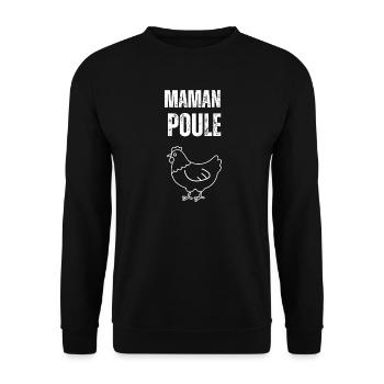 Poule Maman  - Sweat-shirt Unisexe - noir - Devant - Alina (178cm) & Michal (187cm)