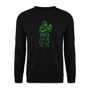 Punk Apotheker Pixel Art Retro Hacker - Unisex Pullover - Schwarz - Vorne - Alina (178cm) & Michal (187cm)