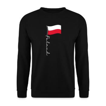 Handschriftlicher Akzent der polnischen Flagge - Unisex Pullover - Schwarz - Vorne - Alina (178cm) & Michal (187cm)