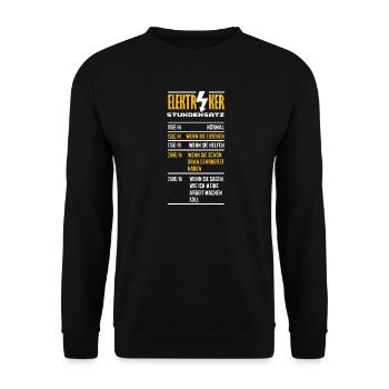 Elektriker Stundensatz Humor - Unisex Pullover - Schwarz - Vorne - Alina (178cm) & Michal (187cm)