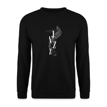 Icon Jazz ASCII-Kunst - Unisex Pullover - Schwarz - Vorne - Alina (178cm) & Michal (187cm)