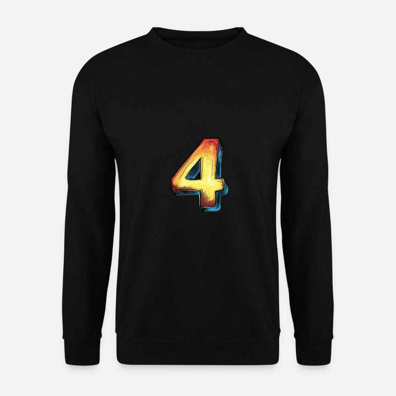 4 Zahl Comic - Unisex Pullover - Schwarz