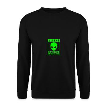 Aliens Don't Believe in You, Either - Unisex Pullover - Schwarz - Vorne - Alina (178cm) & Michal (187cm)
