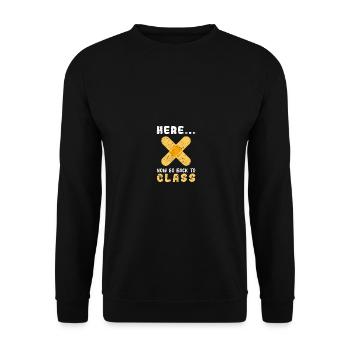 School Nurse Here Now Go Back To Class - Unisex Pullover - Schwarz - Vorne - Alina (178cm) & Michal (187cm)
