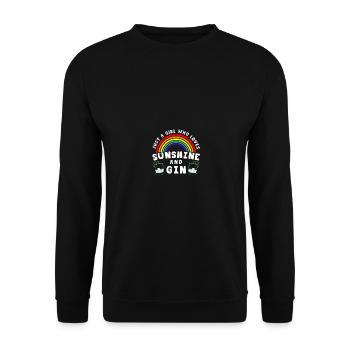 Just A Girl Who Loves Sunshine And Gin - Unisex Pullover - Schwarz - Vorne - Alina (178cm) & Michal (187cm)