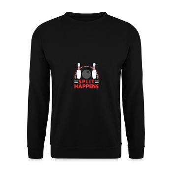 Split Happens - Bowling Team Bowler Pin Humor - Unisex Pullover - Schwarz - Vorne - Alina (178cm) & Michal (187cm)