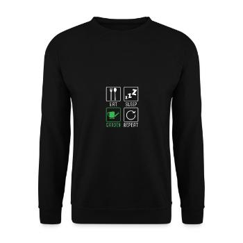Eat Sleep Garden Repeat - Gardening Botanical - Unisex Pullover - Schwarz - Vorne - Alina (178cm) & Michal (187cm)