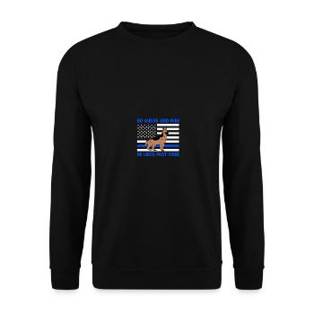 Go Ahead Run He Likes Fast Food USA American Flag - Unisex Pullover - Schwarz - Vorne - Alina (178cm) & Michal (187cm)