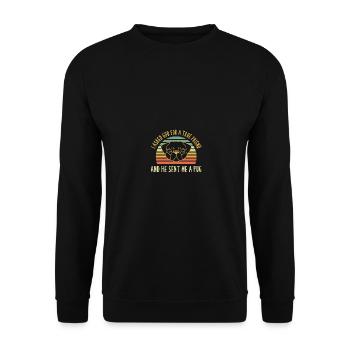 I Asked God For A True Friend He Sent Me A Pug - Unisex Pullover - Schwarz - Vorne - Alina (178cm) & Michal (187cm)