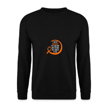 I Wear Orange For Someone Who Means World To Me - Unisex Pullover - Schwarz - Vorne - Alina (178cm) & Michal (187cm)
