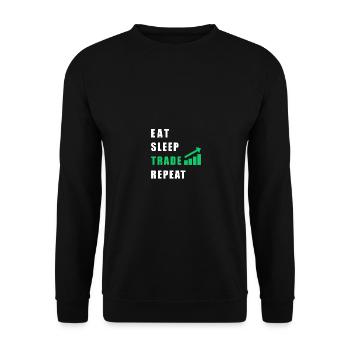 Eat Sleep Trade Repeat - Trader Trading - Unisex Pullover - Schwarz - Vorne - Alina (178cm) & Michal (187cm)