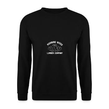 Morning Wood Lumber Company Outdoors Woodworking - Unisex Pullover - Schwarz - Vorne - Alina (178cm) & Michal (187cm)