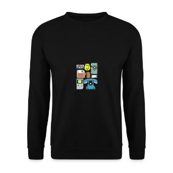 Never Forget Audio Cassette Tape Novelty - Unisex Pullover - Schwarz - Vorne - Alina (178cm) & Michal (187cm)