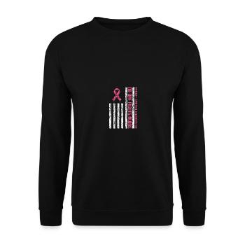 Pink Ribbon Breast Cancer American Flag - Unisex Pullover - Schwarz - Vorne - Alina (178cm) & Michal (187cm)
