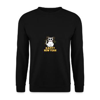 Fire Works Cat New Years Eve Party Costume - Unisex Pullover - Schwarz - Vorne - Alina (178cm) & Michal (187cm)