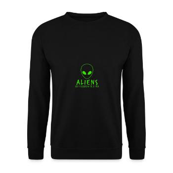 Aliens Dont Believe in You Either - Unisex Pullover - Schwarz - Vorne - Alina (178cm) & Michal (187cm)