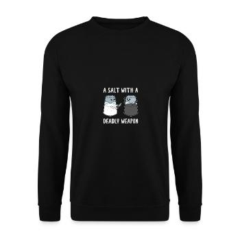 A Salt with a Deadly Weapon - Unisex Pullover - Schwarz - Vorne - Alina (178cm) & Michal (187cm)