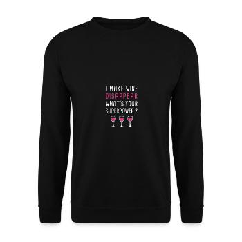 I Make Wine Disappear - Wine Drinking Lover - Unisex Pullover - Schwarz - Vorne - Alina (178cm) & Michal (187cm)