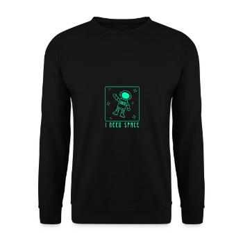 I Need Space Dad Jokes - Unisex Pullover - Schwarz - Vorne - Alina (178cm) & Michal (187cm)