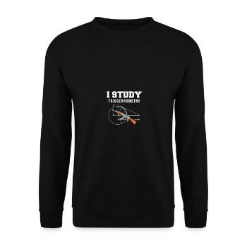 I Study Triggernometry - Gun Lover Shooting Range - Unisex Pullover - Schwarz - Vorne - Alina (178cm) & Michal (187cm)