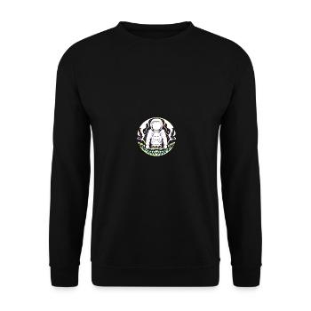 Trippy Astronaut Space Ship - Unisex Pullover - Schwarz - Vorne - Alina (178cm) & Michal (187cm)