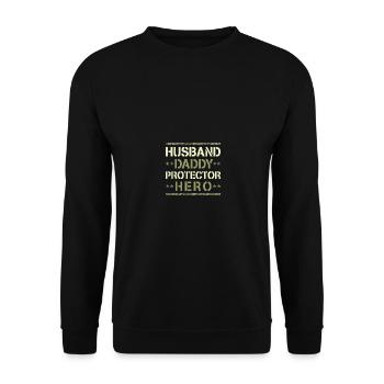 Husband Daddy Protector Hero US Army Veteran - Unisex Pullover - Schwarz - Vorne - Alina (178cm) & Michal (187cm)