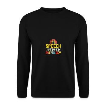 Speech Language Pathologist SLP Rainbow Speechie - Unisex Pullover - Schwarz - Vorne - Alina (178cm) & Michal (187cm)