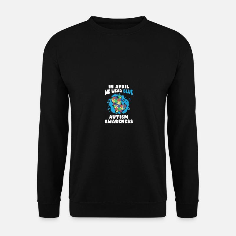 In April We Wear Blue Autism Awareness Puzzle - Unisex Pullover - Schwarz
