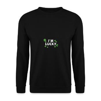 Shamrock St. Patrick's Day I'm Lucky - Unisex Pullover - Schwarz - Vorne - Alina (178cm) & Michal (187cm)